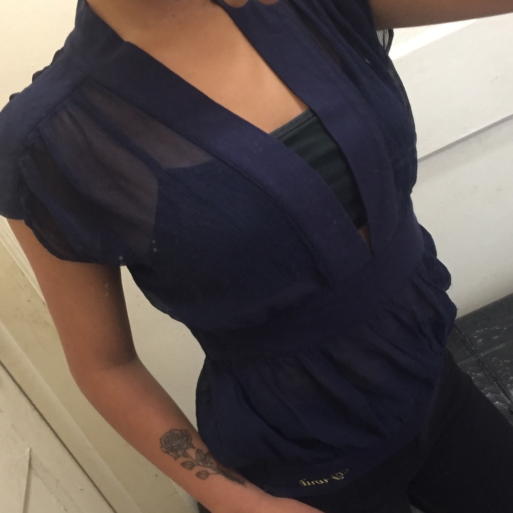 See-Through Navy Blue Shirt 💙